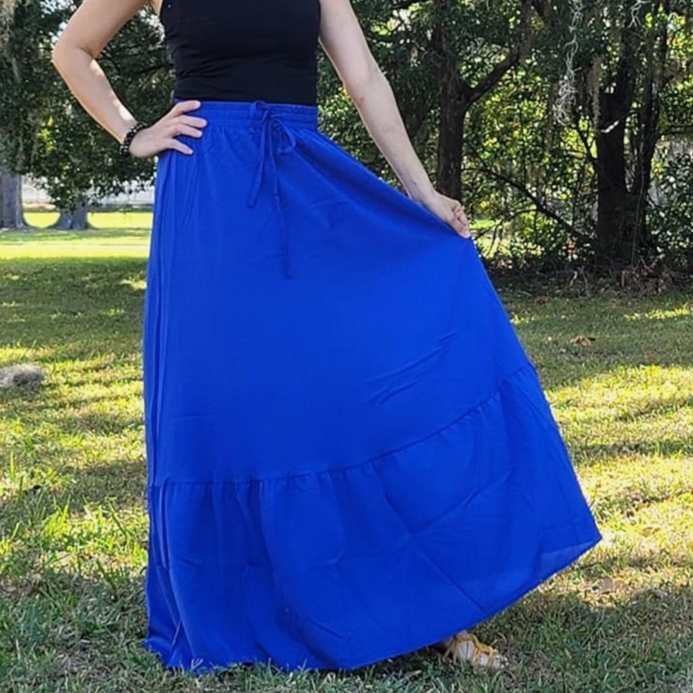 NWT Elegant Royal Blue Maxi Skirt Women’s XL